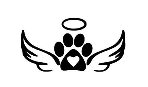 Dog Paw With Angel Wingshalo Vinyl Decal Etsy Canada Dog Memorial