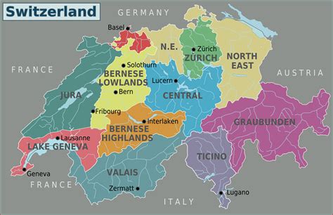 Grande Mapa De Regiones De Suiza Suiza Europa Mapas Del Mundo