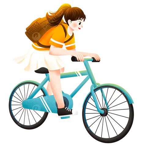 Chica De Ropa Amarilla En Bicicleta Png Bicicleta Azul Personaje