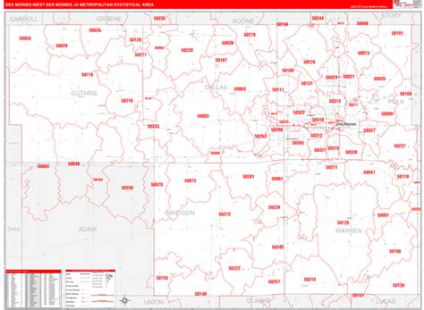 Des Moines West Des Moines Metro Area Ia Zip Code Maps Red Line