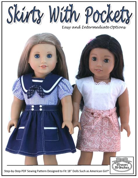 Forever 18 Inches Skirts With Pockets Bundle Doll Clothes Pattern 18 Inch American Girl Dolls