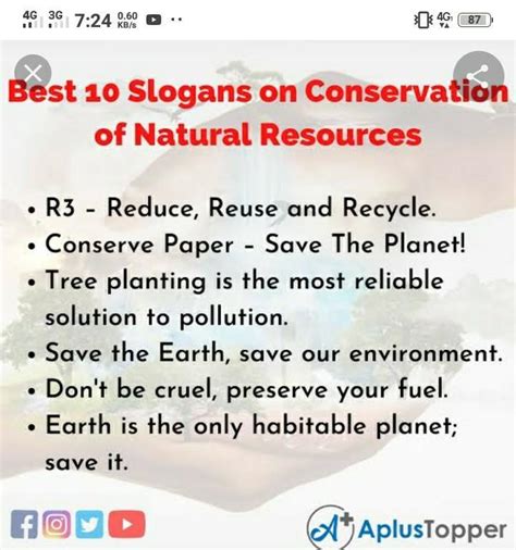 Conservation Of Natural Resources Slogans