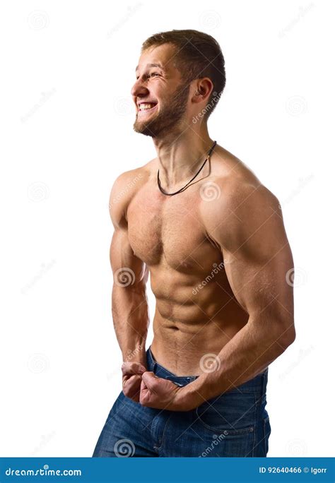 Bodybuilder Man With Naked Torso Stock Image Cartoondealer Com