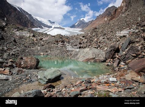 Altai Mountain Lake Glacier Snow Stock Photo Alamy