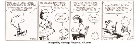 Bill Watterson Calvin And Hobbes Daily Comic Strip Original Art Lot