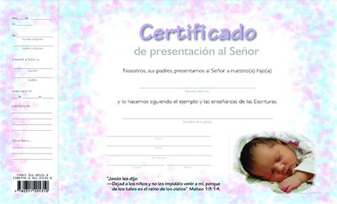 Certificado De Presentación De Niños