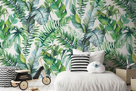Tropical Leaf Removable Wallpaper Peel And Stick Forest Etsy In 2020