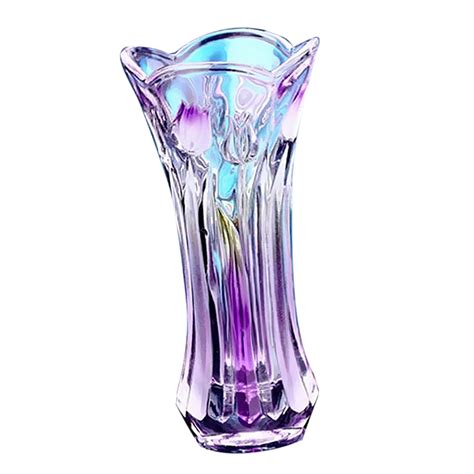 Crystal Glass Flower Vase Embossed Floral Home Wedding Decor T 19