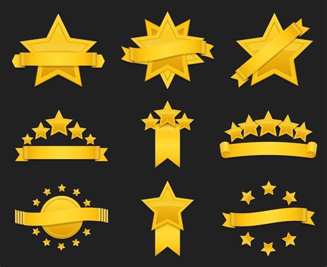Free Vector Award Ribbon With Gold Star Set Of Badge With Star And
