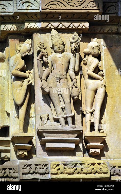 Ornate Wall Of Kandariya Mahadeva Temple Khajuraho Madhya Pradesh India