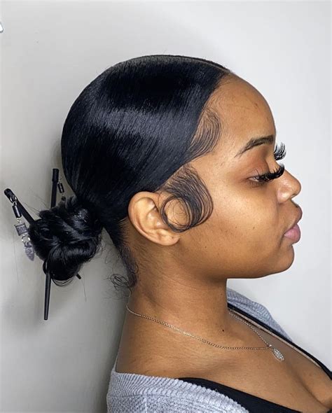 IT GIRL STYLES On Instagram Middle Part Low Knot Bun Wit Some Hair Stick Action Click The