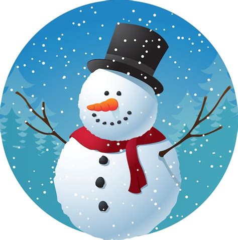 Premium Vector Cartoon Snowman On Snow Background