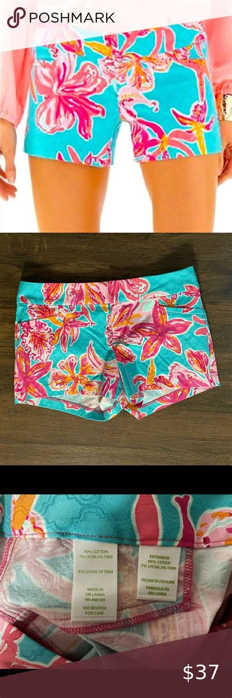 Lilly Pulitzer Ellie Shorts Size 6 Blue And Pink Floral Print In 2022 Lilly Pulitzer Floral