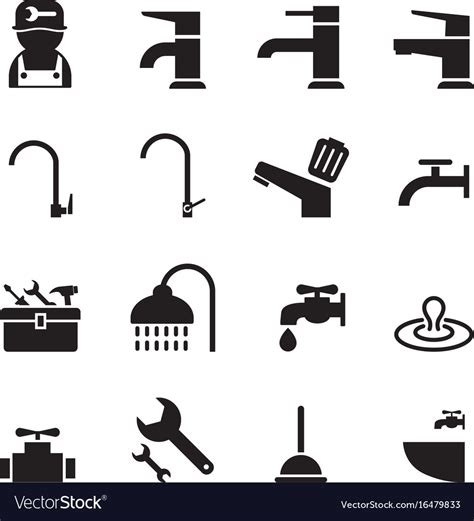 Plumbing Tools Icons Set Royalty Free Vector Image