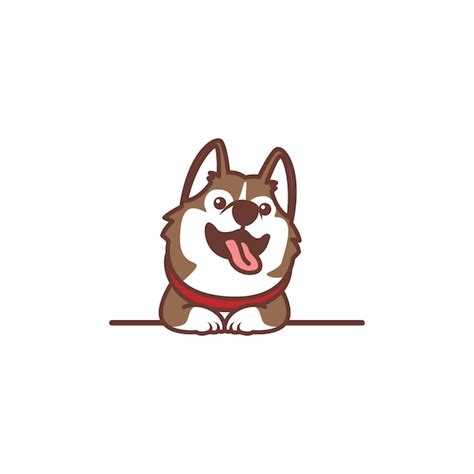Premium Vector Cute Siberian Husky Dog Smiling Over Wall Cartoon