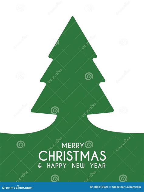 Gretting Card Witch Christmas Treechristmas Card With Green Fir Tree