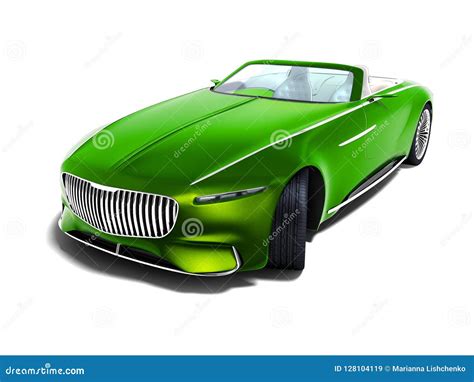 Modern Green Electric Car Convertible Perspective View 3d Render Stock