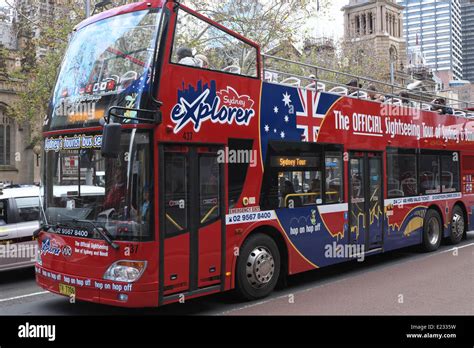 Sydney Sightseeing Explorer Bus In George Street Sydney City Centre