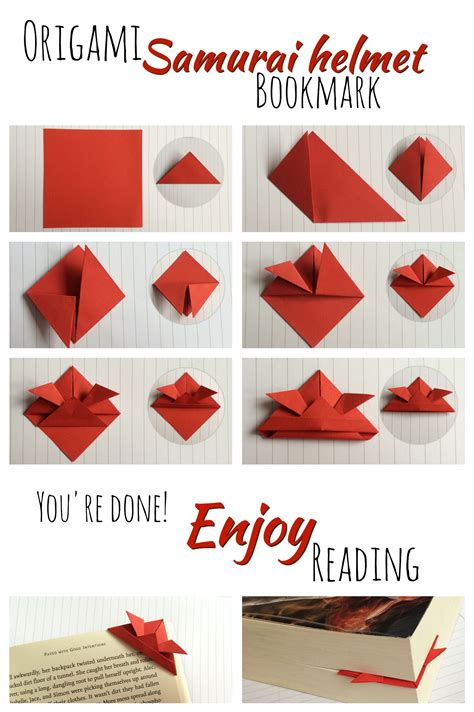 Origami samurai helmet bookmark tutorial! | Origami easy ...