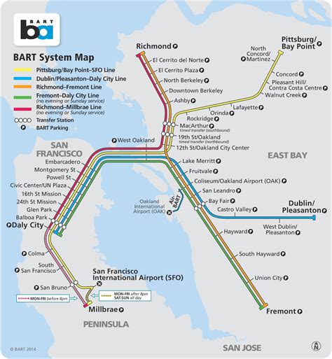 South city station is situated perfectly between downtown san francisco and the peninsula. San Francisco BART map
