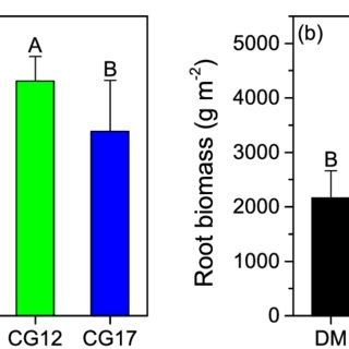 Above Ground A And Root Biomass B At Each Site Error Bars Are