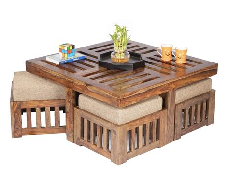 Wood Craft Solid Sheesham Woodindian Rosewood Coffee Table Center