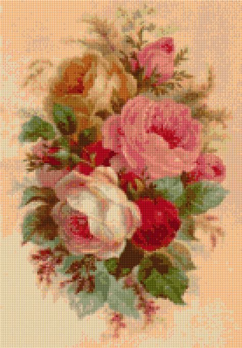 Vintage Rose Bouquet Cross Stitch Pattern Pdf Instant Etsy Canada