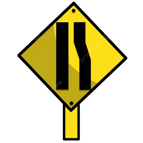 Road Ahead Vector Hd Png Images Road Narrows From Right Ahead Sign