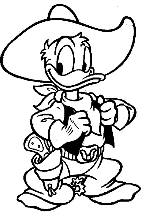 Donald Duck A Funny Cowboy Coloring Pages | Disney coloring pages, Coloring pages, Coloring ...