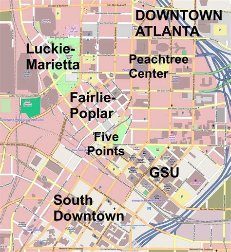 Atlanta Downtown Map Karte Von Der Innenstadt Von Atlanta