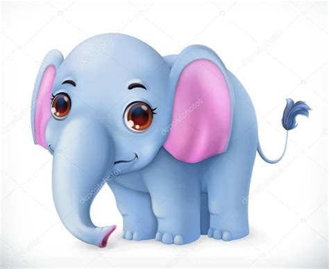 Cute Baby Elephant Cartoon Character Funny Animals 3d