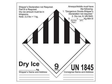 Un1845 Dry Ice Label Labels Ideas 2019