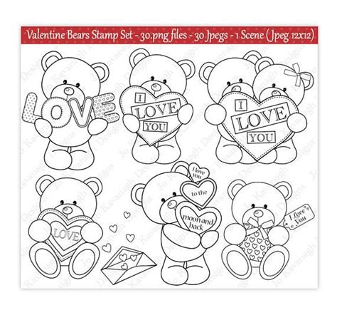 Valentine Digital Stampsdigital Stampsvalentine Bear Digital Digital