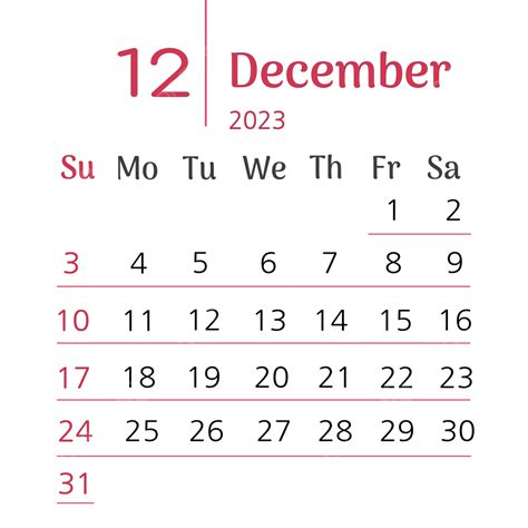 December Calendar Vector Design Images Calendar December 2023 Start
