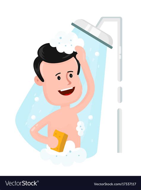 Happy Smiling Man Take Shower Royalty Free Vector Image