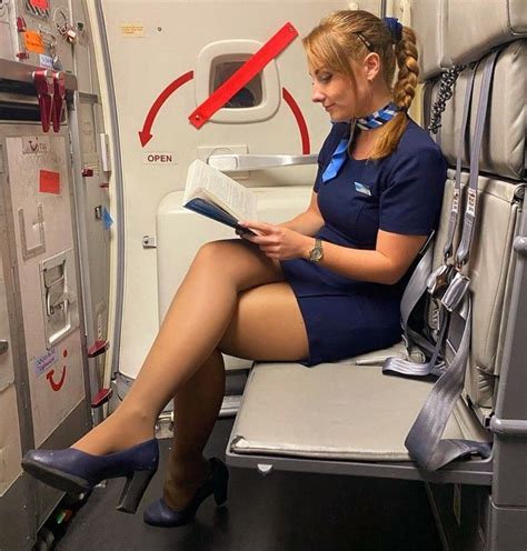 Nude Tights Flight Attendant Uniform Sensible Shoes Feminine Skirt