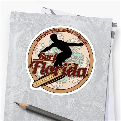 Surf Florida Vintage Surfboard Logo Stickers By Artisticattitud