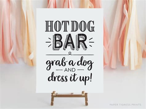 Printable Hot Dog Bar Sign Hot Dog Table Sign Hot Dog Etsy