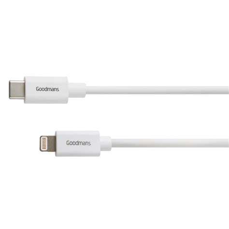 Goodmans Type C To Lightning Charge And Sync Cable 2m White Bandm