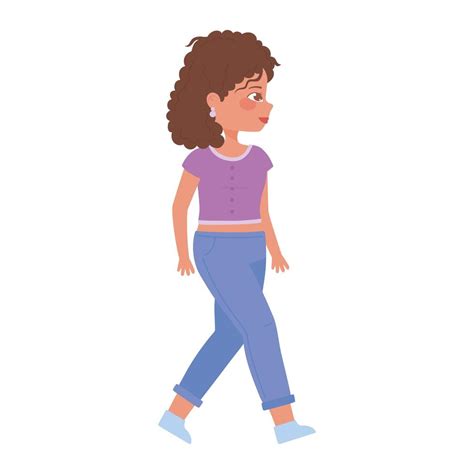 Woman Character Walking Cartoon Female White Background 2448733 Vector Art At Vecteezy