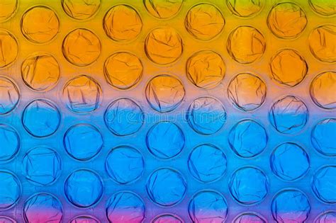 Abstract Close Up Bubble Wrap Sheet With Colorful Background Stock
