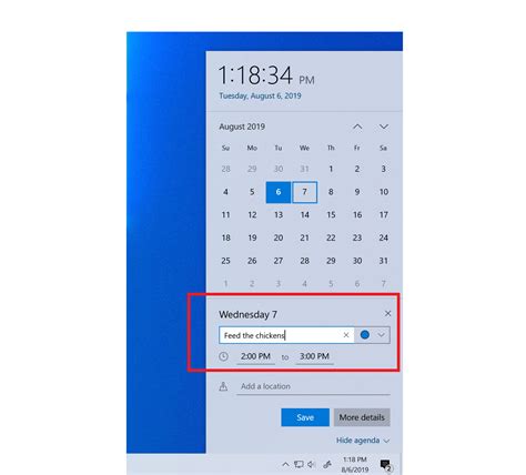 Windows 10 Events Calendar