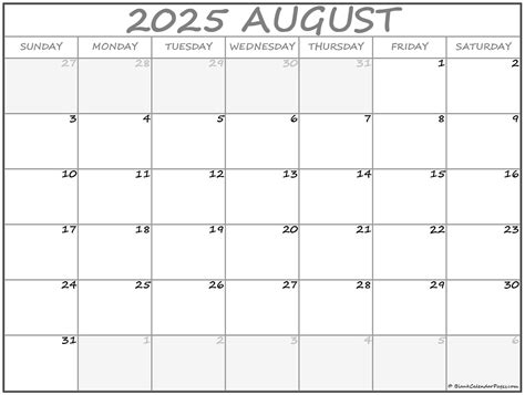 August 2025 Calendar Free Printable Calendar