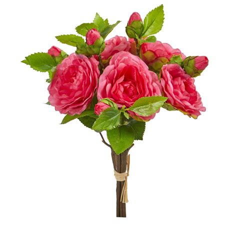 Nearly Natural Indoor 11 Camellia Artificial Flower Bouquet Set Of 4