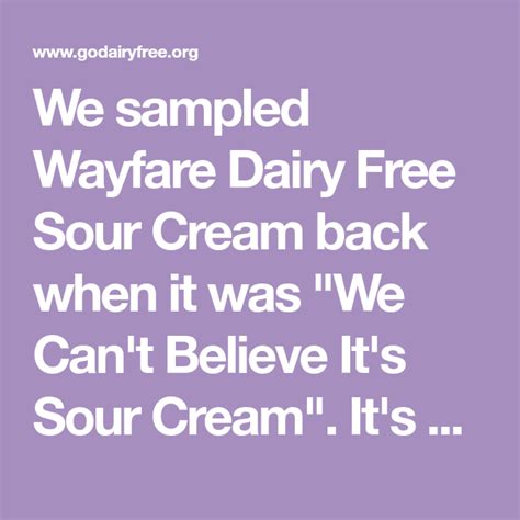 We Sampled Wayfare Dairy Free Sour Cream Back When It Was We Can T