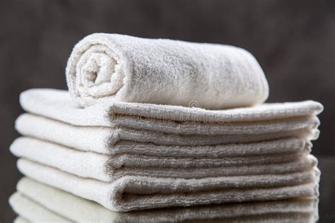 Pile Of White Towels Stock Photo Image Of Soft Grey 116652548