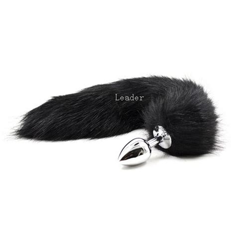 Buy 2pcslot Stainless Steel Metal Butt Plug With Black Fox Tail Mysterious