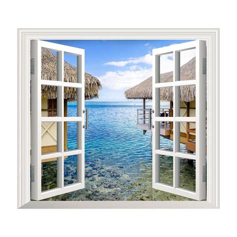 3d Window Sea View Wall Stickers Removable Art Decal Mural 3d Wall