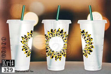 Sunflower Cheetah Wreath Svg Decal Cup Graphic By Krit Studio329