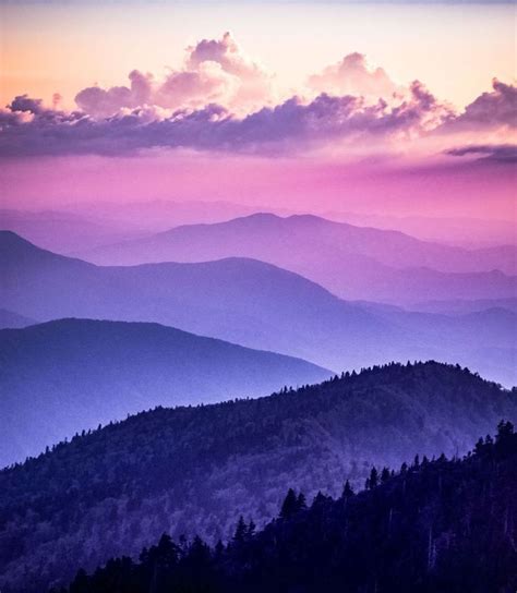 A Pinkish Purple Haze Over The Smoky Mountains Breathtaking